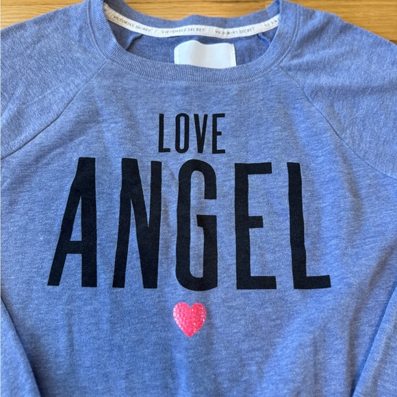 Victoria Secret Y2K Love Angel Heart Graphic Blue Crew Neck Sweatshirt Size S - Picture 3 of 9